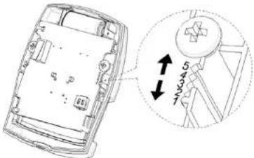 Technical diagram showing a vehicle interior with a magnified view of the steering wheel and directional arrows indicating motion.