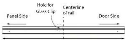 Panel Side Hole for Glass Clip Centerline of rail Door Side