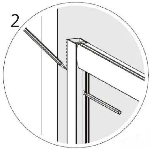 Technical diagram showing a mechanical assembly with two parallel rods and a bracket, no text or symbols present