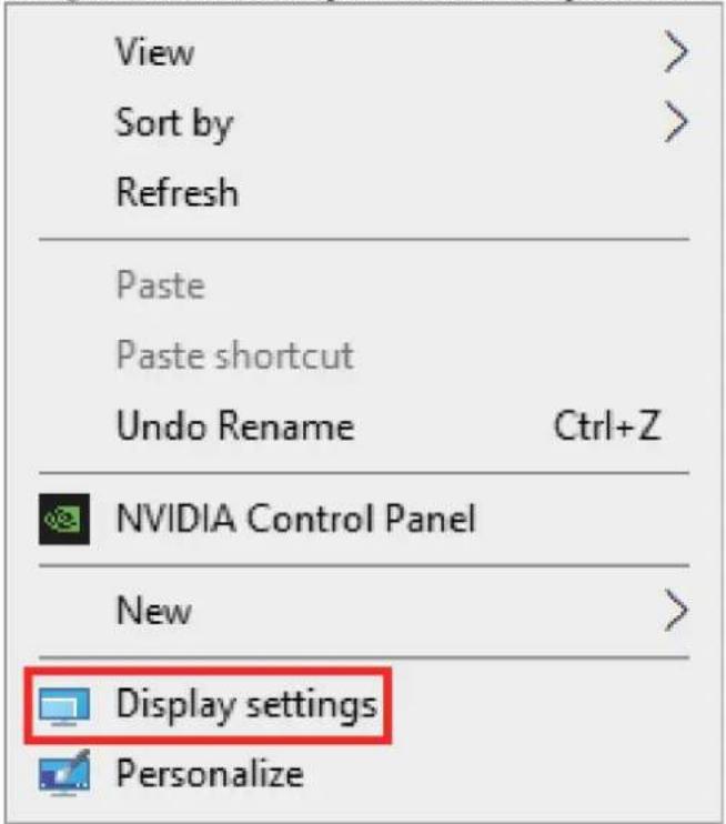 View Sort by Refresh Paste Paste shortcut Undo Rename Ctrl+Z NVIDIA Control Panel New Display settings Personalize