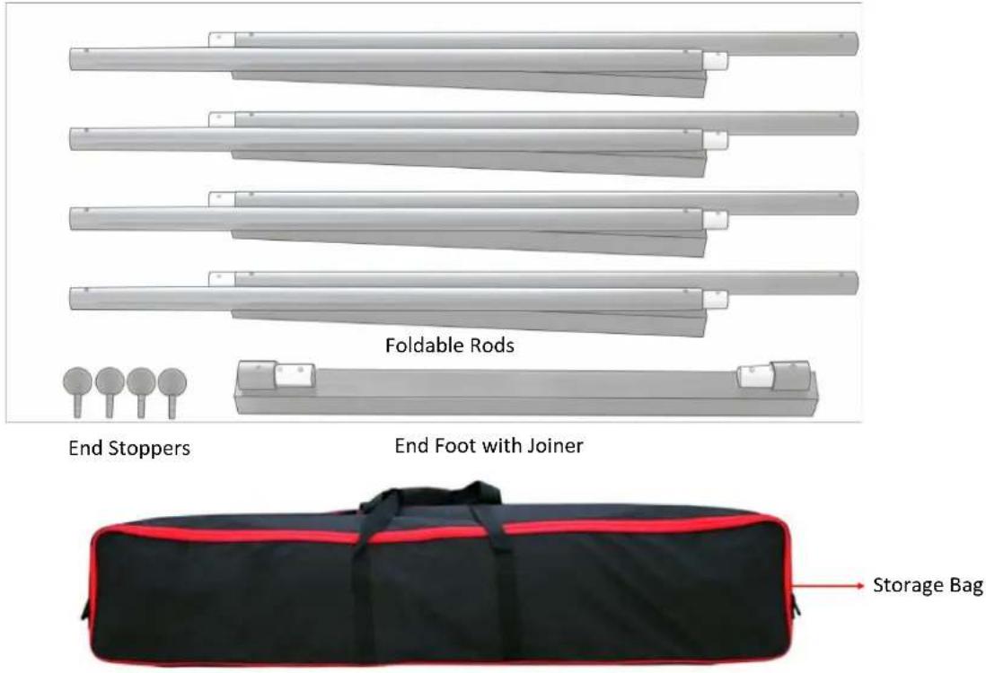 Foldable Rods End Stoppers End Foot with Joiner Storage Bag
