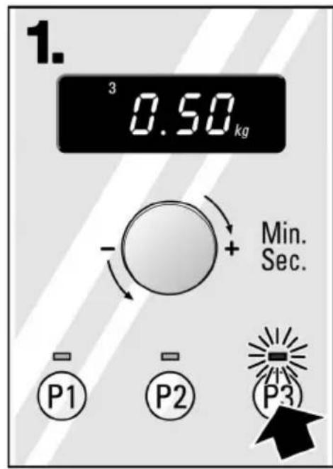 1. ³ 0.50 kg Min. Sec. P1 P2 P3