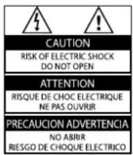 CAUTION RISK OF ELECTRIC SHOCK DO NOT OPEN ATTENTION RISQUE DE CHOC ELECTRIQUE NE PAS OLVRIR PRECAUCION ADVERTENCIA NO ABRIR RIESGO DE CHOQUE ELECTRICO