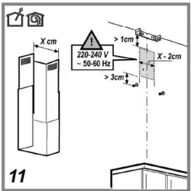X cm 220-240 V ~ 50-60 Hz > 1cm > 3cm X - 2cm 11