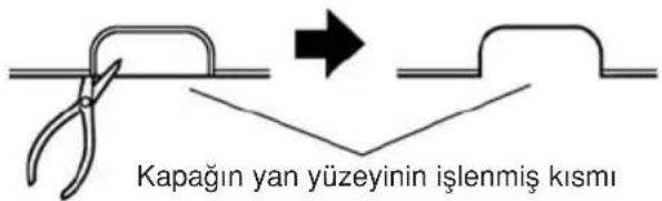 Kapağın yan yüzeyinin işlenmiş kısmı