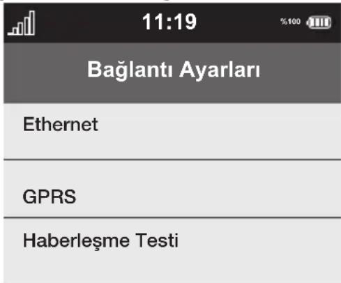11:19 %100 Bağlantı Ayarları Ethernet GPRS Haberleşme Testi