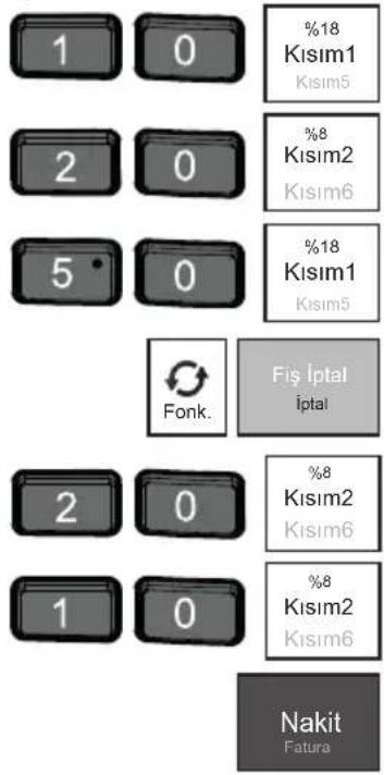 1 0 %18 Kisim1 Kisim5 2 0 %8 Kisim2 Kisim6 5 0 %18 Kisim1 Kisim5 Fonk. Fiş İptal İptal 2 0 %8 Kisim2 Kisim6 1 0 %8 Kisim2 Kisim6 Nakit Fatura