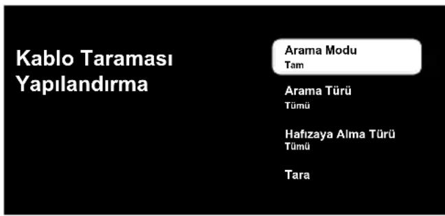 Kablo Taraması Yapılandırma Arama Modu Tam Arama Türü Tümü Hafizaya Alma Türü Tümü Tara