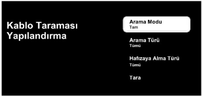 Kablo Taraması Yapılandırma Arama Modu Tam Arama Türü Tümü Hafizaya Alma Türü Tümü Tara