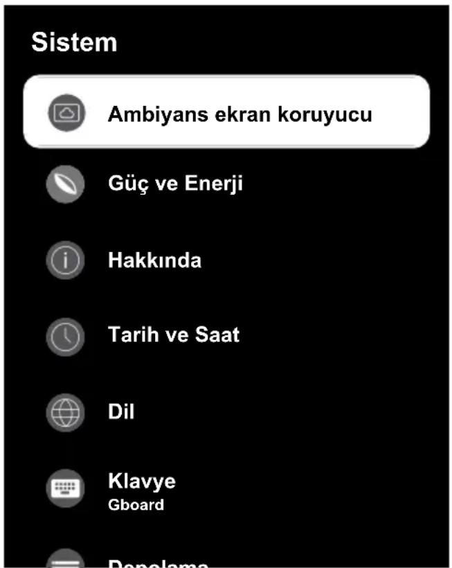 Sistem Ambiyans ekran koruyucu Güç ve Enerji Hakkında Tarih ve Saat Dil Klavye Gboard Panorama