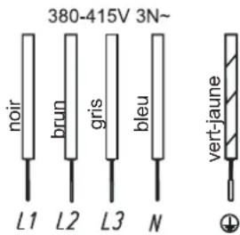 380-415V 3N~ đen nâu xám xanh dương L1 L2 L3 N xanh lá-vàng