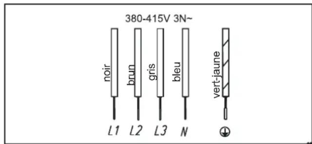 380-415V 3N~ đen nâu xám xanh dương L1 L2 L3 N xanh lá-vàng