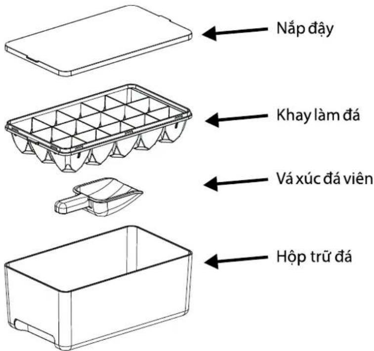 Nắp đãy Khay làm đá Vá xúc đá viên Hộp trữ đá