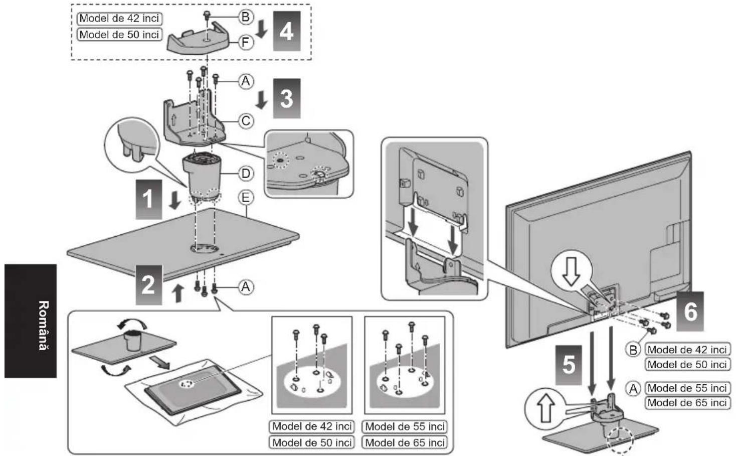 PANASONIC Viera TX-P55ST60 - Asamblarea/demontarea piedestalului - 11