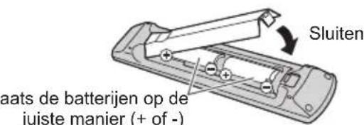 Sluiten aats de batterijen op de juiste manier (+ of -)