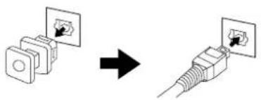 Diagram showing two types of electrical connectors with a magnified inset, indicating a transformation or modification.