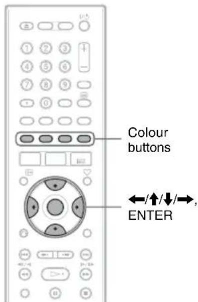 Colour buttons ←/↑/↓/→, ENTER