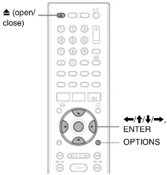 (open/ close) ↔/↑/↓/→, ENTER OPTIONS