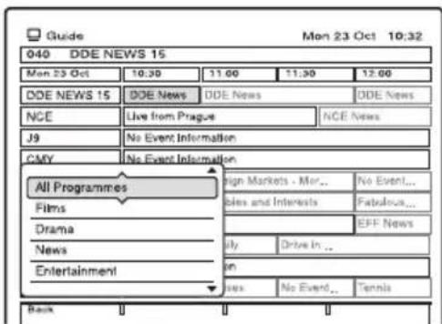 Guide Mon 23 Oct 10:32 040 DDE NEWS 15 Mon 23 Oct 10:30 11:00 11:30 12:00 DDE NEWS 15 DDE News DDE News NCE Live from Prague NCE News J9 No Event Information CMV No Event Information All Programmes Films Drama News Entertainment Sign Markets - Mor... No Event... Sales and Interests Fabulous... EFF News July Drive In ... On Yes No Event... Tennis