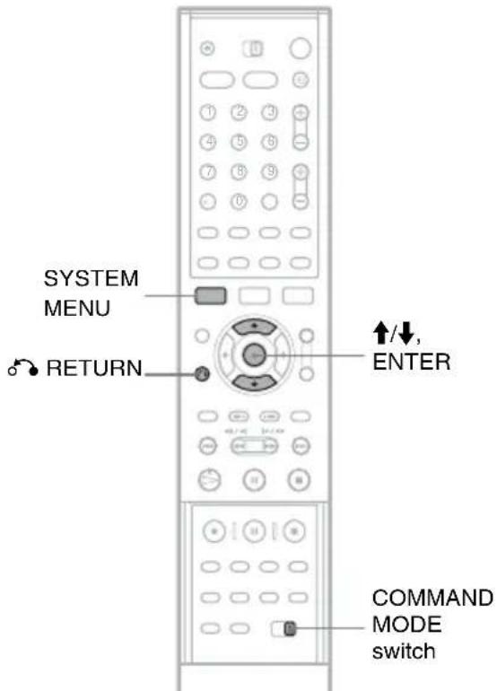 SYSTEM MENU RETURN ↑/↓, ENTER COMMAND MODE switch