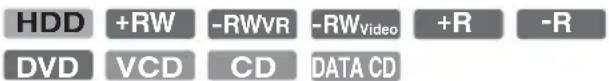 HDD +RW -RWVR -RWVideo +R -R DVD VCD CD DATA CD