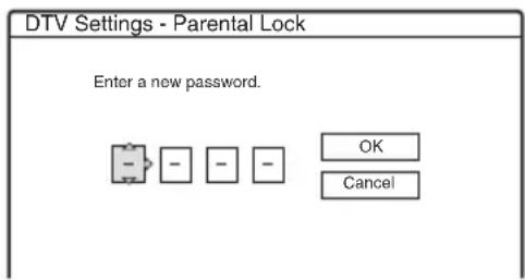 DTV Settings - Parental Lock Enter a new password. OK Cancel
