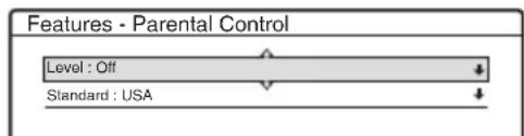 Features - Parental Control Level : Off Standard : USA