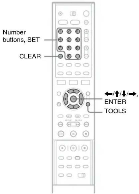Number buttons, SET CLEAR ←/↑/↓/→, ENTER TOOLS