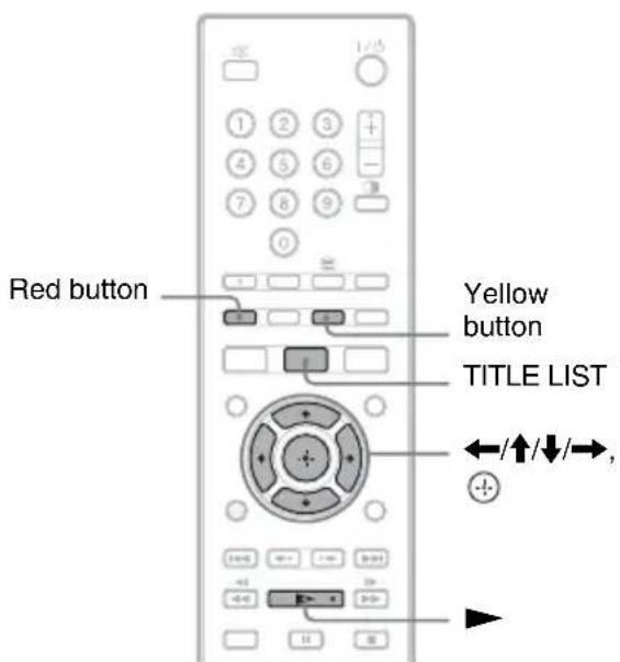 Red button Yellow button TITLE LIST ←/↑/↓/→,