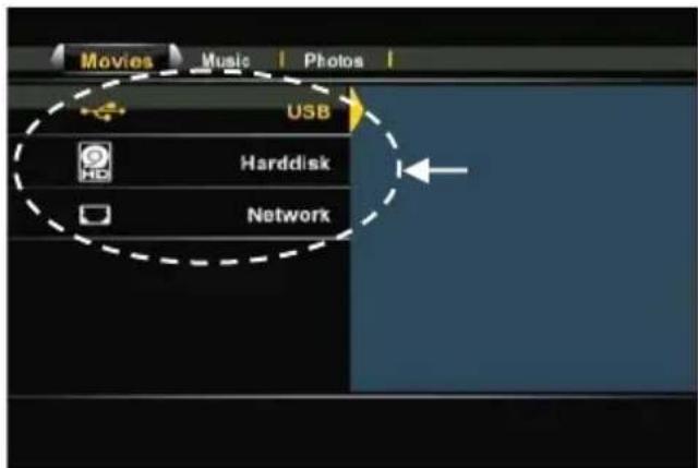 Movies Music | Photos | USB Harddisk Network
