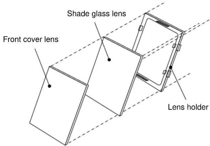 Shade glass lens Front cover lens Lens holder