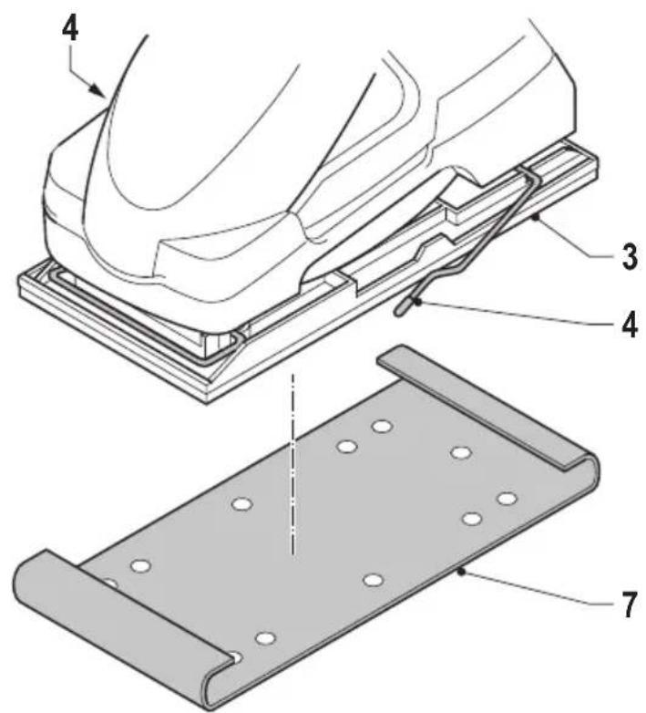 Technical diagram showing assembly of a mechanical component with numbered parts and a separate plate assembly view.