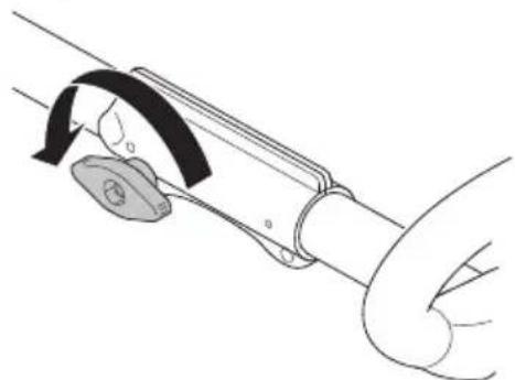 Diagram of a mechanical device with a pulley and lever mechanism (no text or symbols)