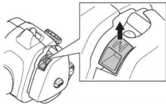 Mechanical component diagram showing a belt switch mechanism with an inset view of the grip (no text or symbols)