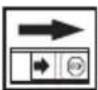 Line drawing of a mechanical device with a knob and handle, showing motion direction (no text or symbols)
