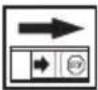 Mechanical assembly diagram showing a lever mechanism with an arrow indicating direction (no text or symbols present)