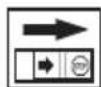 Mechanical assembly diagram showing a lever and pivot point with an arrow indicating direction (no text or symbols)