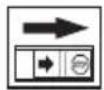 Diagram of a mechanical joint or connector with an arrow indicating direction (no text or symbols present)