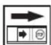 Mechanical assembly diagram showing a lever mechanism with an arrow indicating direction (no text or symbols present)