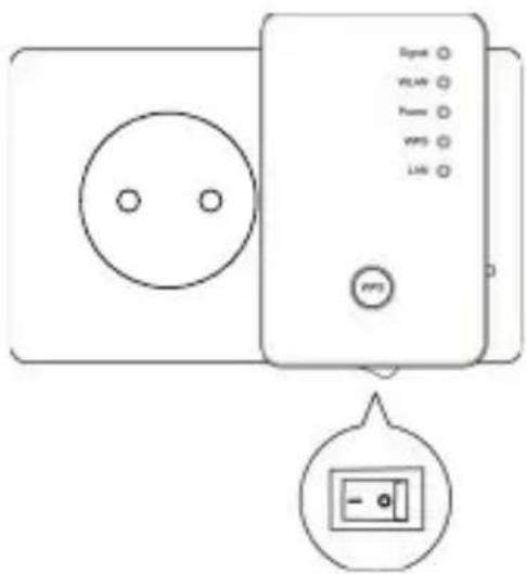 Diagram of a device with labeled buttons and a control panel, showing electrical connections and status indicators.
