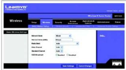 LINKSYS WRT150N - Het tabblad Wireless (WLAN) - Basic Wireless Settings (Standaardinstellingen WLAN) - 1