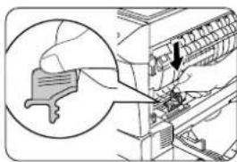 Diagram showing a hand inserting a component into a device, with an arrow indicating the insertion direction.