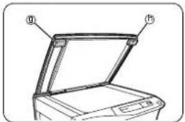 Diagram of an open printer with labeled parts (① and ⑤) indicating internal structure.