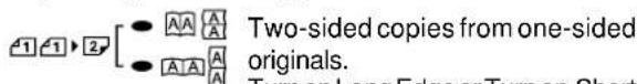 Two-sided copies from one-sided originals. Turn on Long Edge or Turn on Short