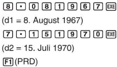 8 • 0 8 1 9 6 7 EXE (d1 = 8. August 1967) 7 • 1 5 1 9 7 0 EXE (d2 = 15. Juli 1970) F1 (PRD)