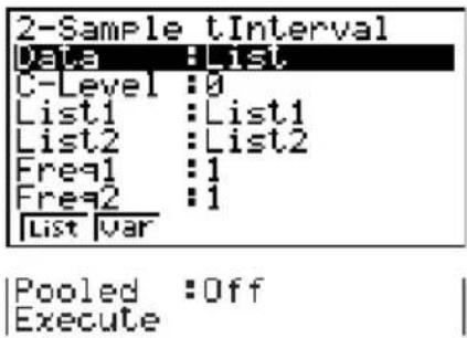 CASIO CFX-9850GC - ●2-Proben t-Bereich (2-Sample t Interval) - 1