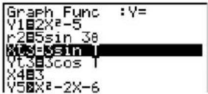 Graph Func :Y= Y182X²-5 r285sin 38 X18=8sin Yt383cos 1 X483 Y58X²-2X-6