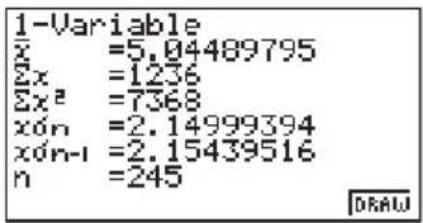 CASIO CFX-9850GC - ■Anzeige von statistischen Ergebnissen mit einer Variablen - 1