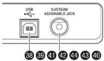 USB SUSTAIN/ ASSIGNABLE JACK 38 39 41 42 44 43 40