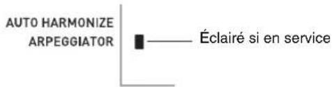 AUTO HARMONIZE ARPEGGIATOR Éclairé si en service